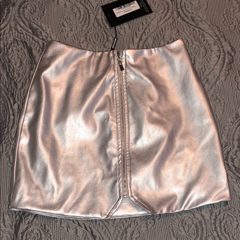 Silver mini skirt